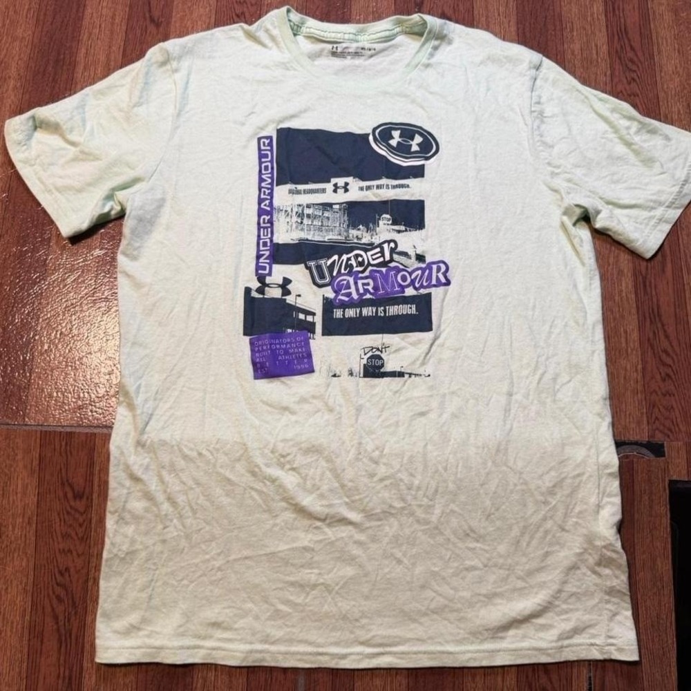 Under Armour Green Graphic Retro Tech Sportswear Train Shirt Medium